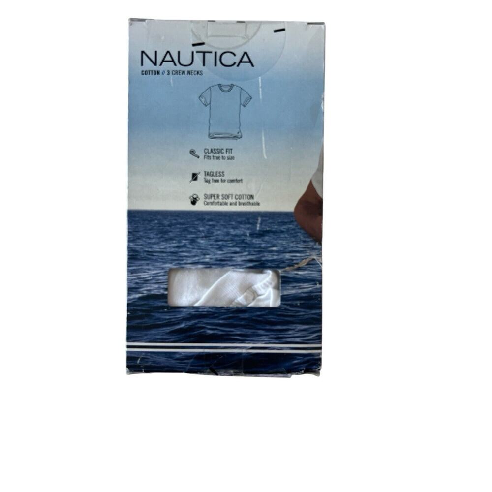Men's Nautica 3pack Cotton Crew Neck Tees, White, Size L 42-44 - Picture 3 of 3